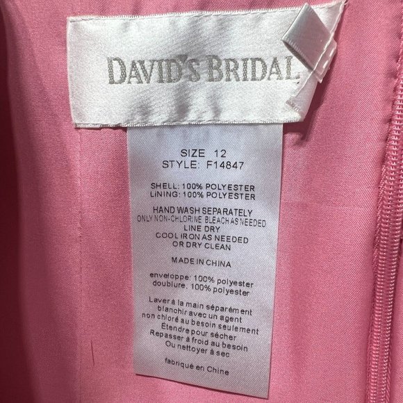 Davids Bridal Strapless Dress 12 Rosepetal Crinkle Chiffon Cascade Bridesmaid - Picture 11 of 13